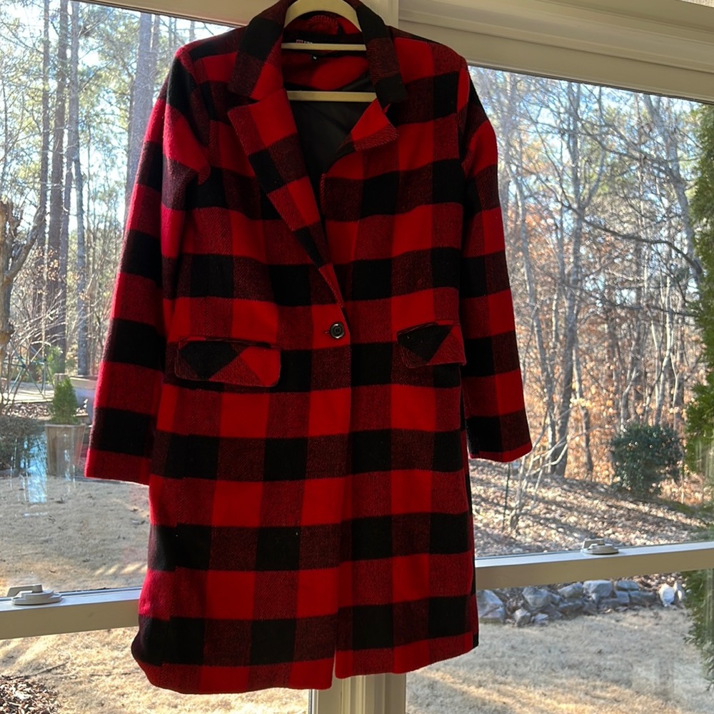 Classic Buffalo check print wool coat